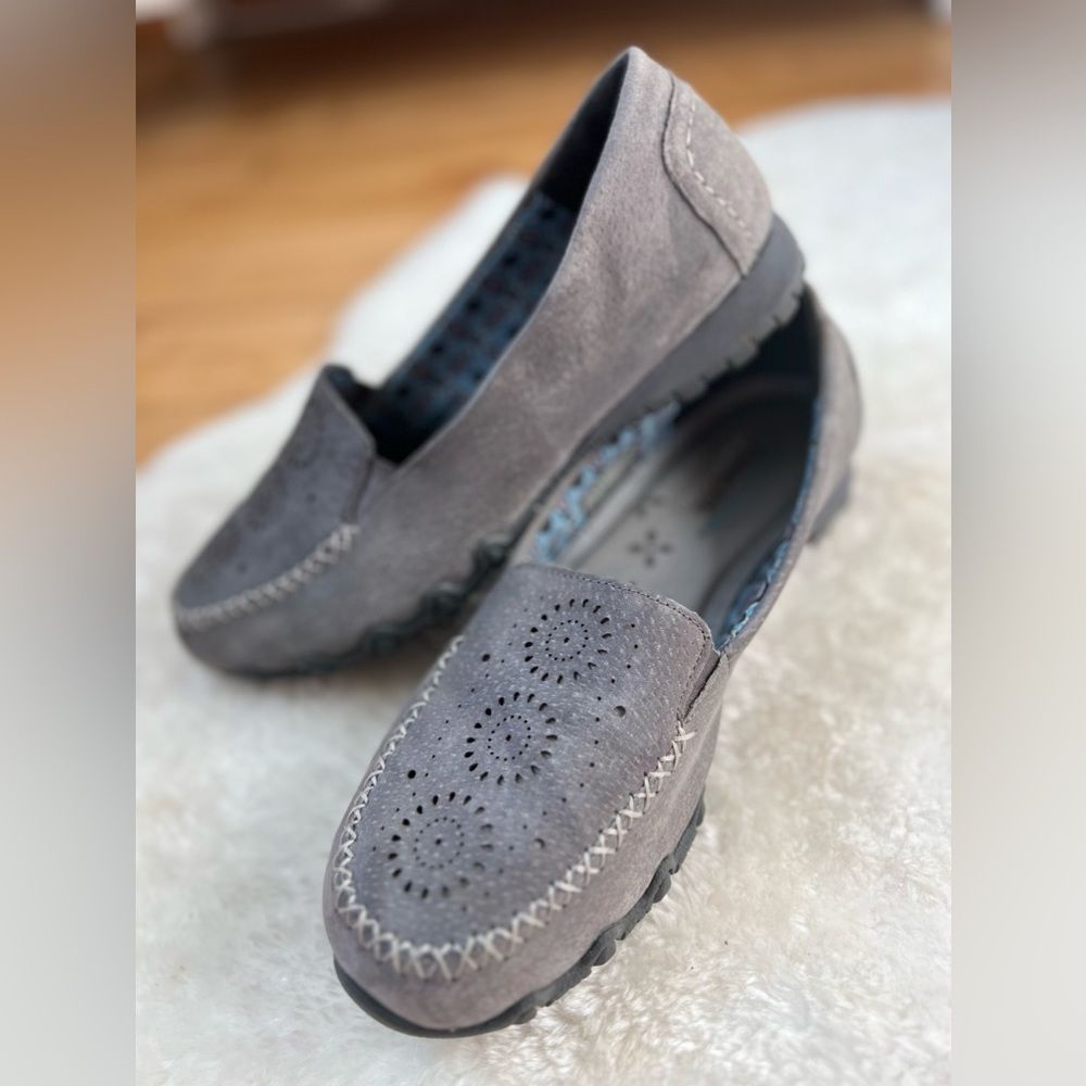Skechers Gray Perforated Slip-On Loafers - Picture 6 of 14